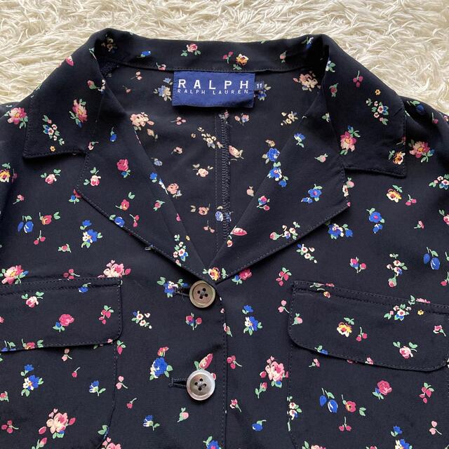 Ralph Lauren(ラルフローレン)のRALPH LAUREN 花柄 総柄 フローラルシャツ シェルボタン 長袖 黒 レディースのトップス(シャツ/ブラウス(長袖/七分))の商品写真