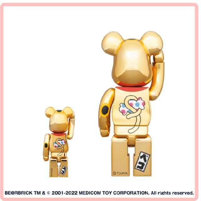 BE@RBRICK(ベアブリック)のBE@RBRICK 招き猫 ペコちゃん 金運 金メッキ 100% & 400% ハンドメイドのおもちゃ(フィギュア)の商品写真