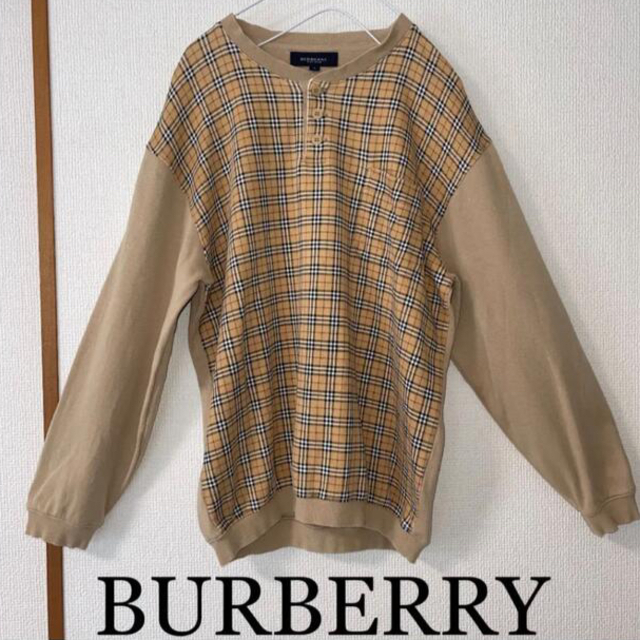 BURBERRY(バーバリー)のりゅう様　BURBERRY ヘンリーネック　バーバリー　ノバチェック 長袖 レディースのトップス(トレーナー/スウェット)の商品写真