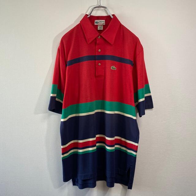 LACOSTE(ラコステ)の希少 古着 80s ラコステ クラブ ポロシャツ L ボーダー ワニロゴ メンズのトップス(ポロシャツ)の商品写真