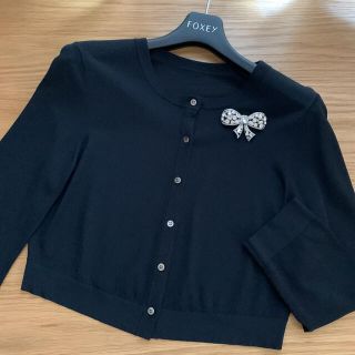 フォクシー(FOXEY)の♡極美品♡ FOXEY 38 アッパースタンダード カーディガン 濃紺 ネイビー(カーディガン)