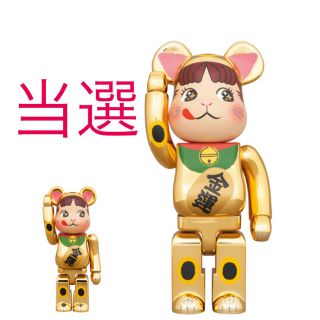 ベアブリック(BE@RBRICK)のBE＠RBRICK 招き猫 ペコちゃん 金運 金メッキ 100% & 400%(フィギュア)