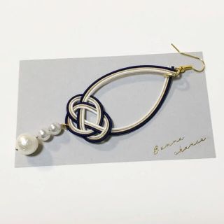 【02】水引 パール付きピアス ハンドメイド(ピアス)