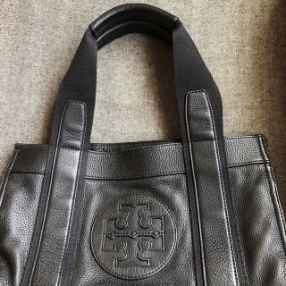 トリーバーチ(Tory Burch)の正規品　トリーバーチ　エラトート　レザー　キャンバス　黒(トートバッグ)