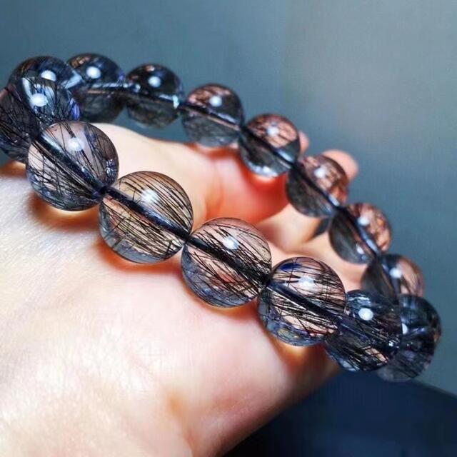 【天然】ブラックルチルクォーツ ブレスレット 13mm 2