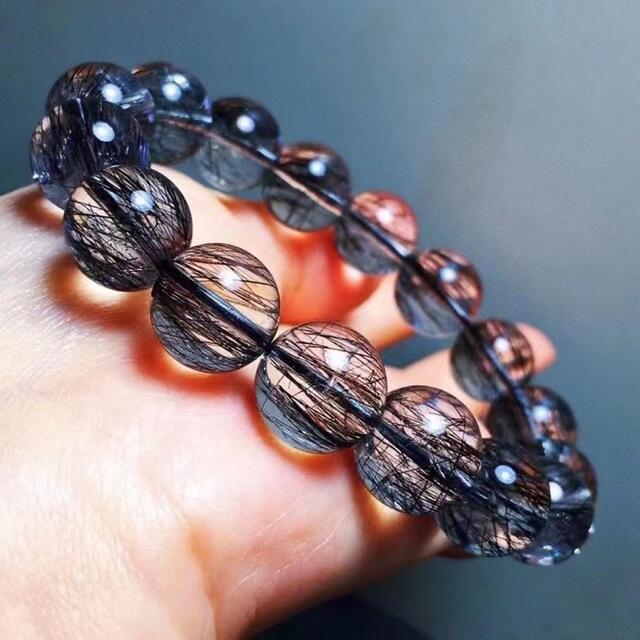 低価得価】 ブラックルチルクォーツ ブレスレット 13mmの通販 by Rui