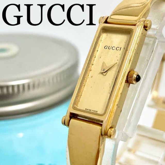391 GUCCI グッチ時計 レディース腕時計 長方形 ゴールド ブレスレット 5