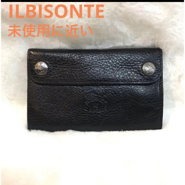 極美品 イルビゾンテ 本革 レザー 折り財布 ブラック 黒 ロゴ型押し