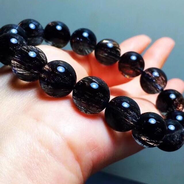 限定販売】 【天然】ブラックルチルクォーツ 13.3mm ブレスレット