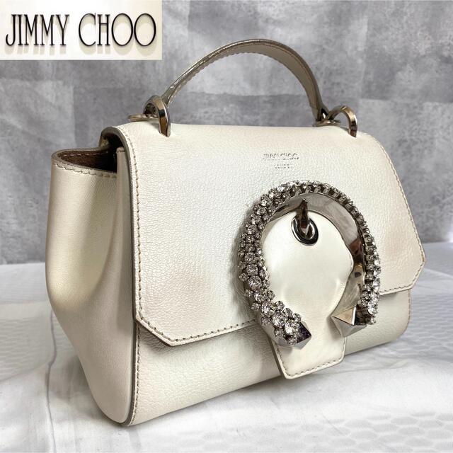 JIMMY CHOO】MADELINE クリスタルバックル ラテ ハンドバッグ - www