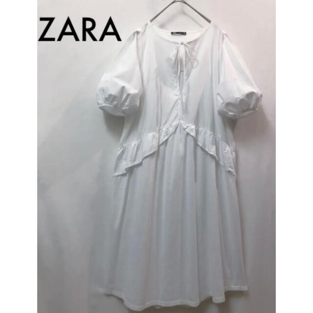 新品☆ZARA ザラ フリル付きアシンメトリーワンピース S