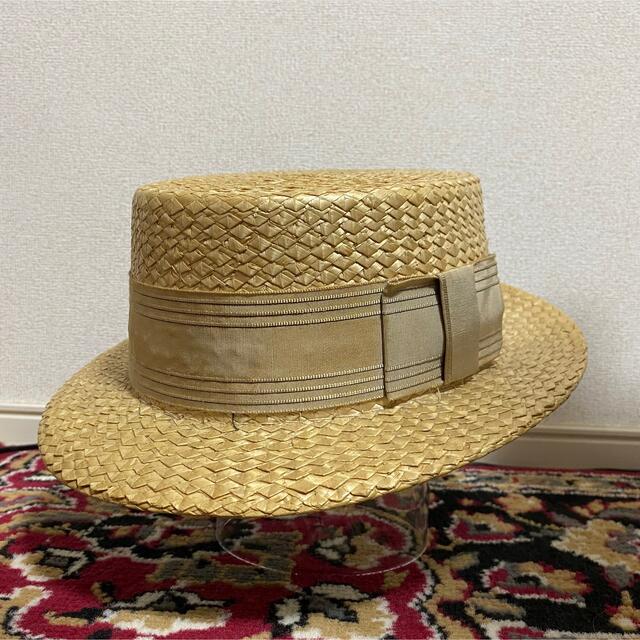 美品 アメリカヴィンテージ カンカン帽 パナマハット イタリア製 58cm