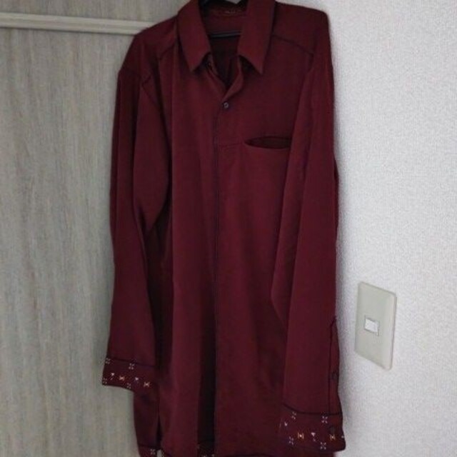hazama 繍美が残した痕跡のロングシャツ シャツ ボルドー-