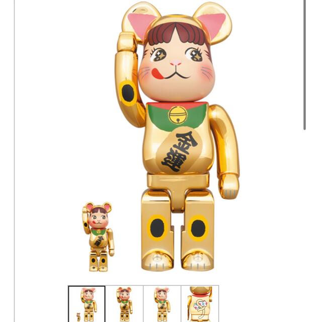 BE@RBRICK 招き猫 ペコちゃん 金運金メッキ 100%＆400%