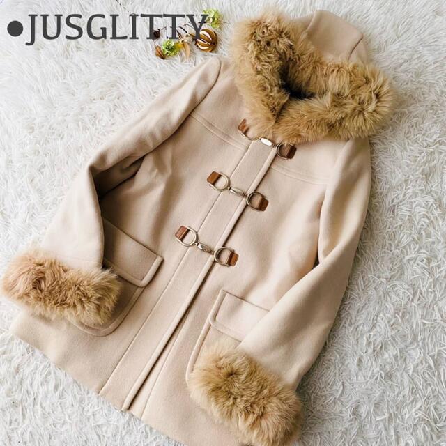 良品 ジャスグリッティー カシミヤ混 フォックスファー ダッフルコート