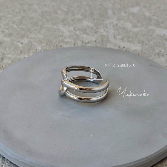 S925純銀　アシンメトリー　ノットリング　指輪　オープンリング　R010S レディースのアクセサリー(リング(指輪))の商品写真