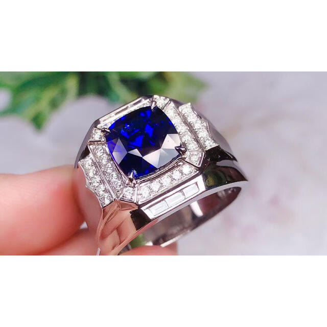 天然 ブルーサファイア ダイヤ リング3.27ct k18 ¥