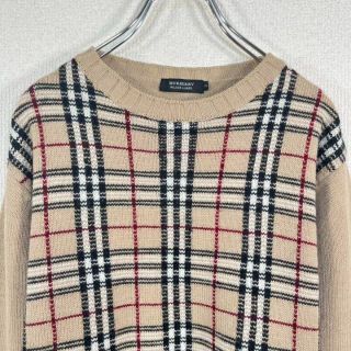 バーバリーブラックレーベル(BURBERRY BLACK LABEL)の【美品】バーバリーブラックレーベル　ニット セーター　ノバチェック柄　ベージュ(ニット/セーター)