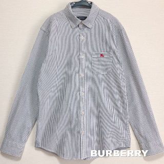 バーバリーブラックレーベル(BURBERRY BLACK LABEL)の【BURBERRY】バーバリー 刺繍ロゴ センターストライプ切替 BDシャツ(シャツ)