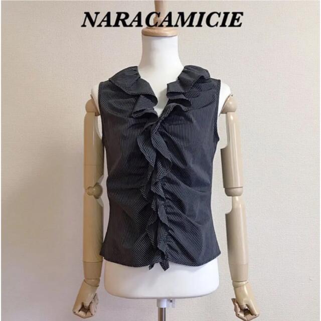 NARACAMICIE(ナラカミーチェ)のNARACAMICIE フリルノースリーブシャツ レディースのトップス(シャツ/ブラウス(半袖/袖なし))の商品写真