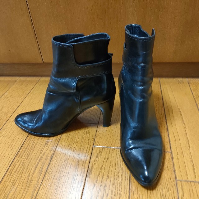 LOUIS VUITTON ルイヴィトン LV レザーショートブーツ36 黒-