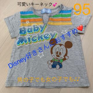 ディズニー(Disney)のDisney ディズニーミッキー　キーネックTシャツ　半袖　95 男の子　女の子(Tシャツ/カットソー)