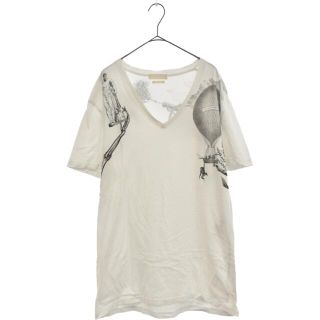 アレキサンダーマックイーン(Alexander McQueen)のAlexander McQueen アレキサンダーマックイーン Vネックカットソー プリントTシャツ バックプリント コットン ホワイト(Tシャツ/カットソー(半袖/袖なし))