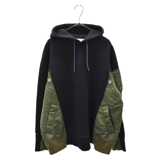 Sacai サカイ Sponge Sweat x MA-1 Hoodie プルオーバーパーカー 切替 SCM-033