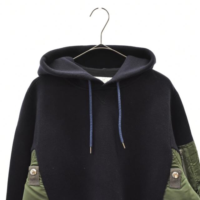 Sacai サカイ Sponge Sweat x MA-1 Hoodie プルオーバーパーカー 切替 SCM-033