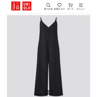 ユニクロ(UNIQLO)のユニクロ　リネンブレンドキャミソールサロペット　黒(サロペット/オーバーオール)