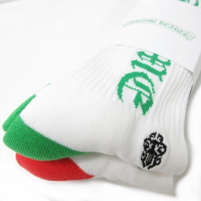 Chrome Hearts(クロムハーツ)のクロムハーツ CHROME HEARTS SOCKS 靴下 3P L 白 赤黒緑 メンズのレッグウェア(ソックス)の商品写真