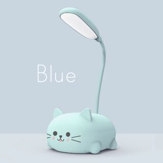 テーブルランプ かわいい 猫 ミニライト 卓上 LED ディスクライト ブルー(テーブルスタンド)