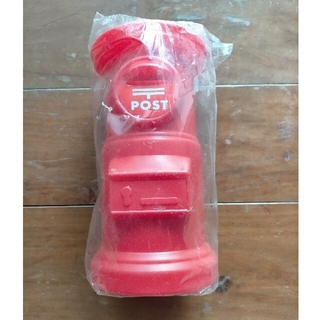 【新品未使用】当時物 レトロ 赤 郵便ポスト  丸型 貯金箱 プラスチック(置物)