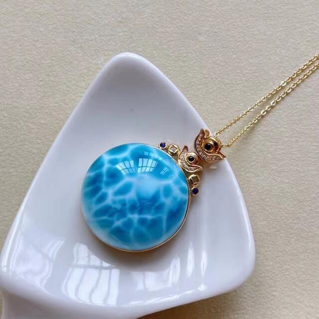 ⭐︎【天然】ラリマー ペンダントトップ k18 15.5g - ネックレス