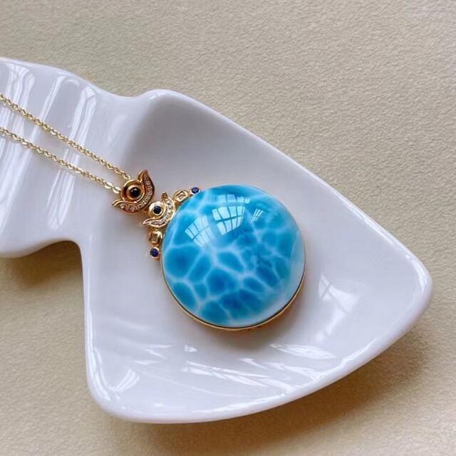 ⭐︎【天然】ラリマー ペンダントトップ k18 15.5g - ネックレス