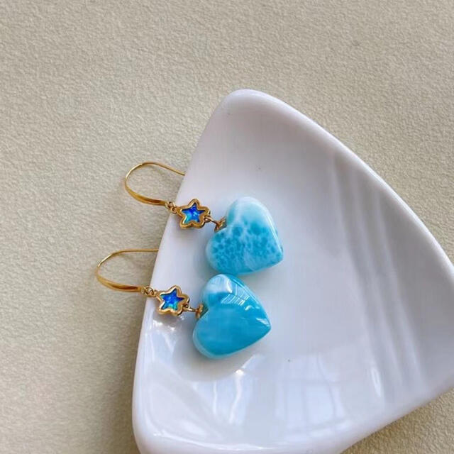 ⭐︎【天然】ラリマー ピアス k18 3.9g 絶妙なデザイン www