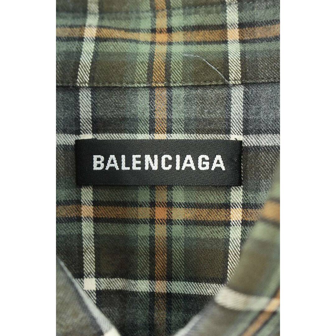 Balenciaga(バレンシアガ)のバレンシアガ 508465 TBM21 バックロゴプリントチェックオーバーサイズ長袖シャツ  メンズ 40 メンズのトップス(シャツ)の商品写真