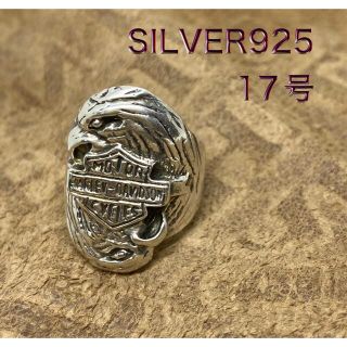 シルバー925リング 印台タイプ　メンズギフトバイク単車銀指輪　17号　まんw(リング(指輪))
