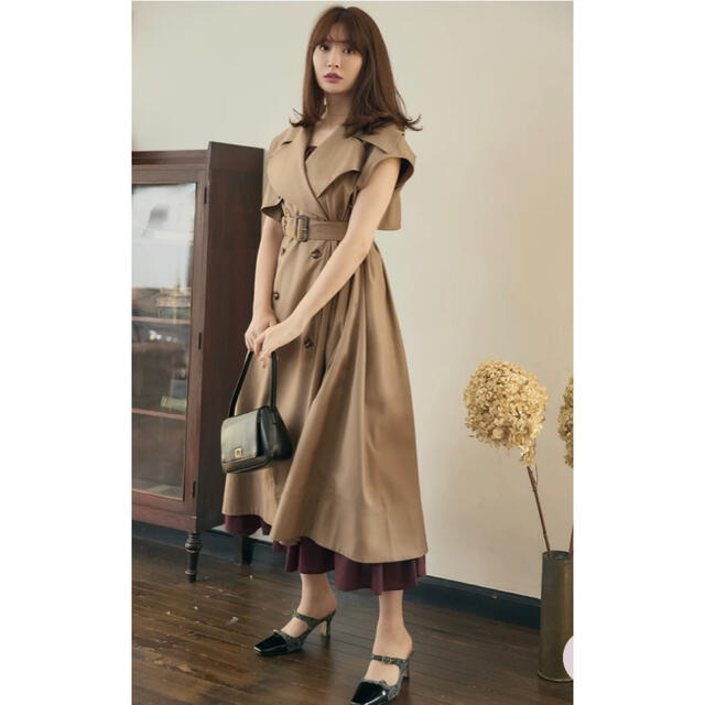 【Sサイズ】Sleeveless Twill Trench Dress603バスト