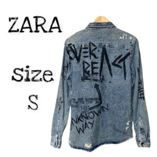 ザラ(ZARA)のZARA ザラ ☆ デニムシャツ 総柄ペイント ダメージ加工(シャツ)