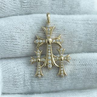 Chrome Hearts - トリプルクロス スモールサイズ ペンダント k18 天然