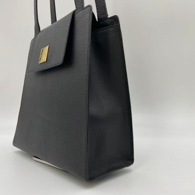 日経トレンディ  ブラック 黒 レザー ロゴ金具 ハンドバッグ イヴ・サンローラン 極美品 ハンドバッグ