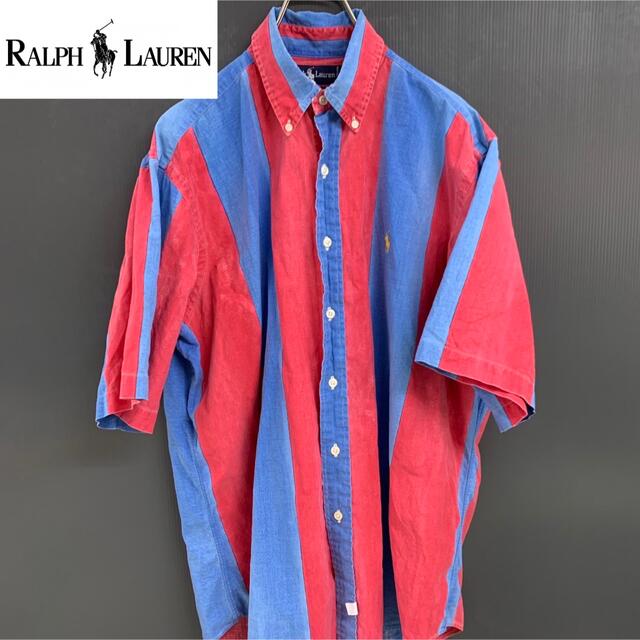 Ralph Lauren(ラルフローレン)の【Ralph Lauren】80s 半袖ストライプBDシャツ ヴィンテージ 古着 メンズのトップス(シャツ)の商品写真