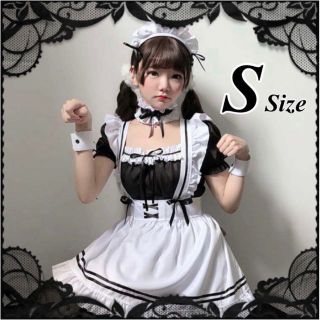 フルセット S メイド服 コスプレ ゴスロリ ハロウィン ロリ フリフリ フリル(衣装一式)