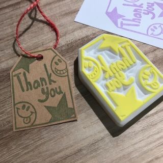 ニコちゃんタグ　thank you 消しゴムはんこ(はんこ)