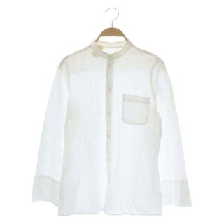 アーペーセー(A.P.C)のアーペーセー  ノーカラーシャツ 長袖 総柄 コットン 38 白 黄 紫(シャツ/ブラウス(長袖/七分))