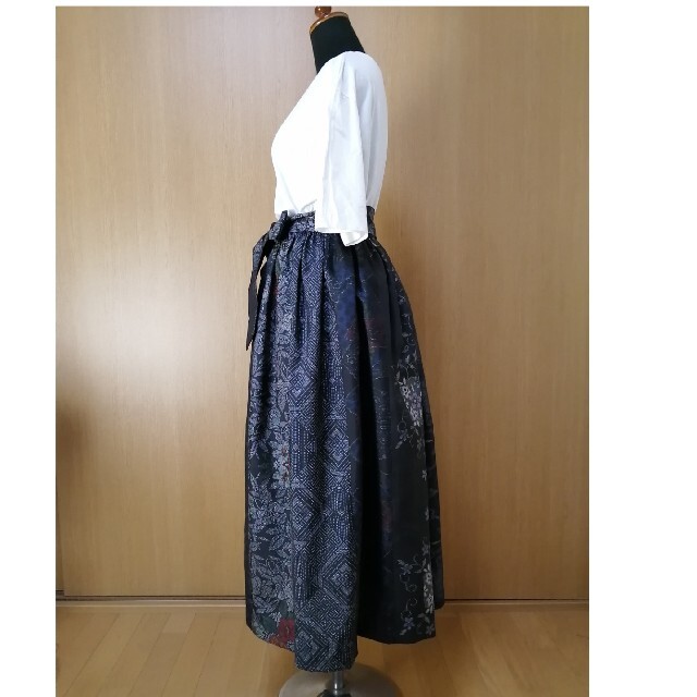 SOLD 着物リメイク ギャザースカート 大島紬