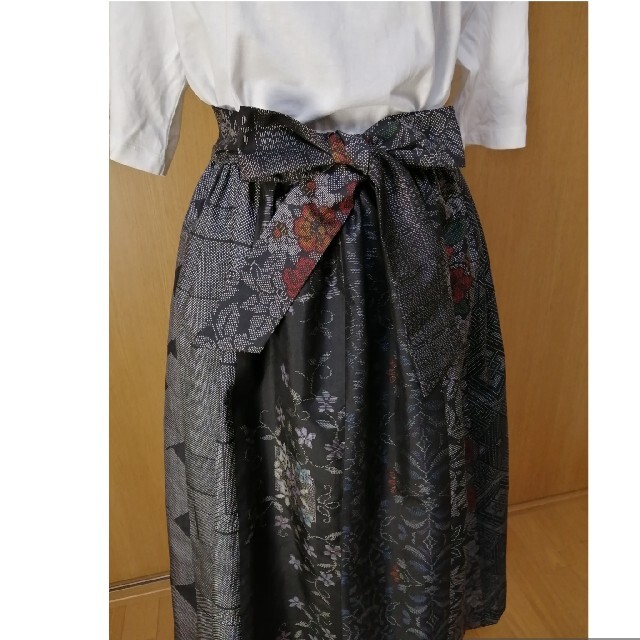 SOLD 着物リメイク ギャザースカート 大島紬