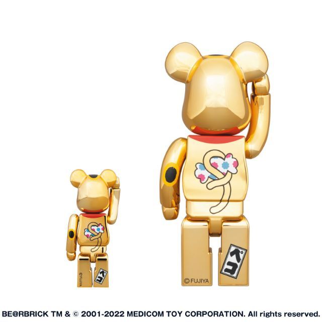 BE＠RBRICK 招き猫 ペコちゃん 金運 金メッキ 100% & 400% エンタメ/ホビーのおもちゃ/ぬいぐるみ(キャラクターグッズ)の商品写真