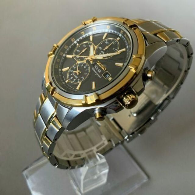 SEIKO(セイコー)の【新品】セイコー SEIKO クロノグラフ ソーラー ツートーン メンズ腕時計 メンズの時計(腕時計(アナログ))の商品写真
